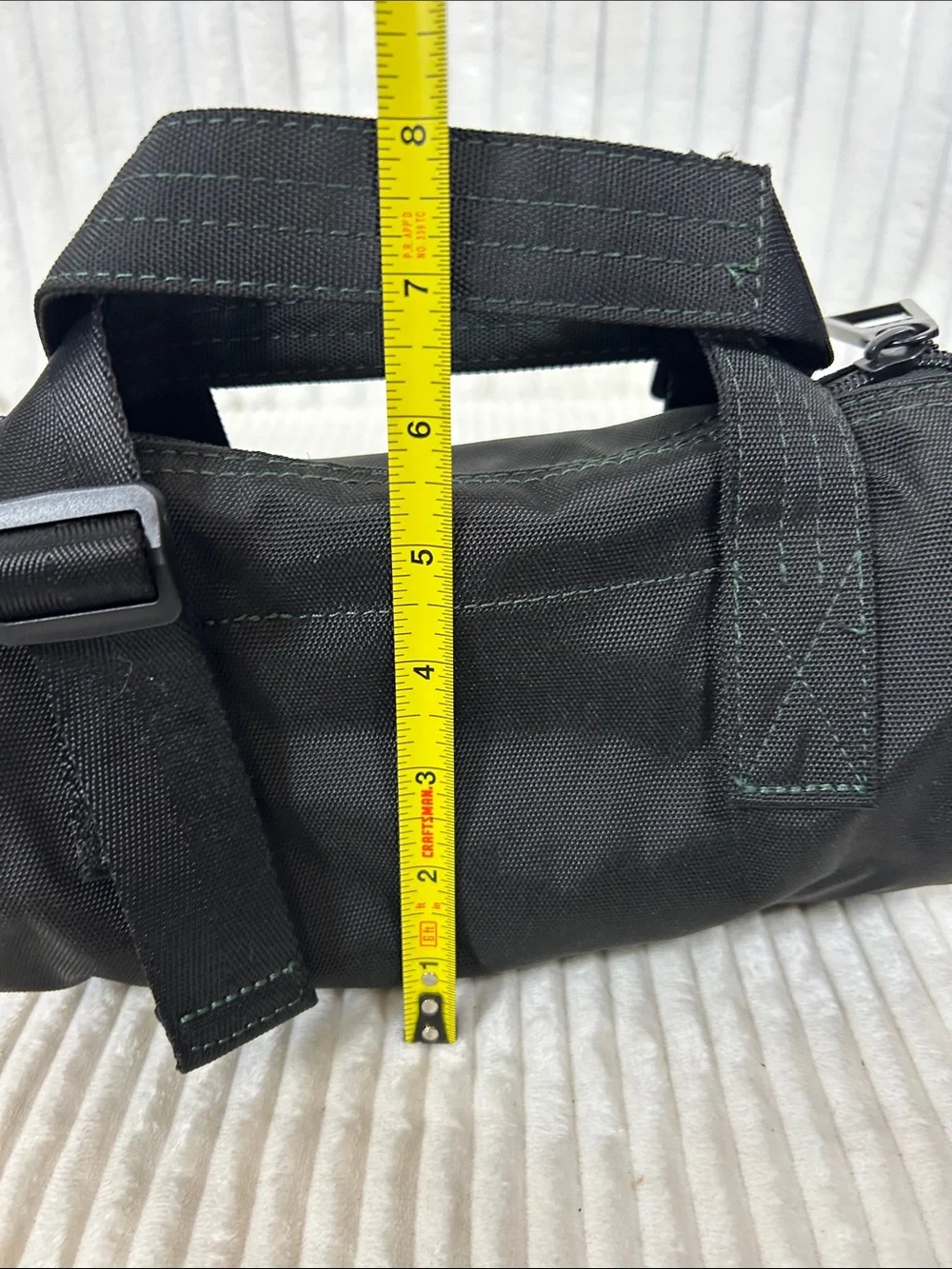 Zara Men's mini Black nylon Compact Crossbody Bag with Olive Strap travel